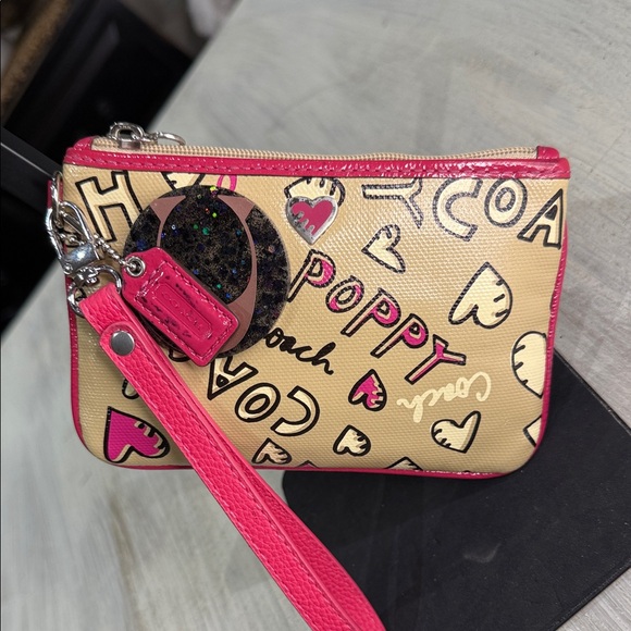 Coach Handbags - Coach Poppy Pink and Cream Wristlet